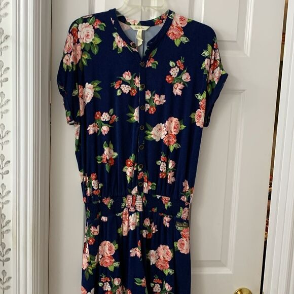 Matilda Jane Size Small Be Bold button front navy floral romper - Picture 4 of 12